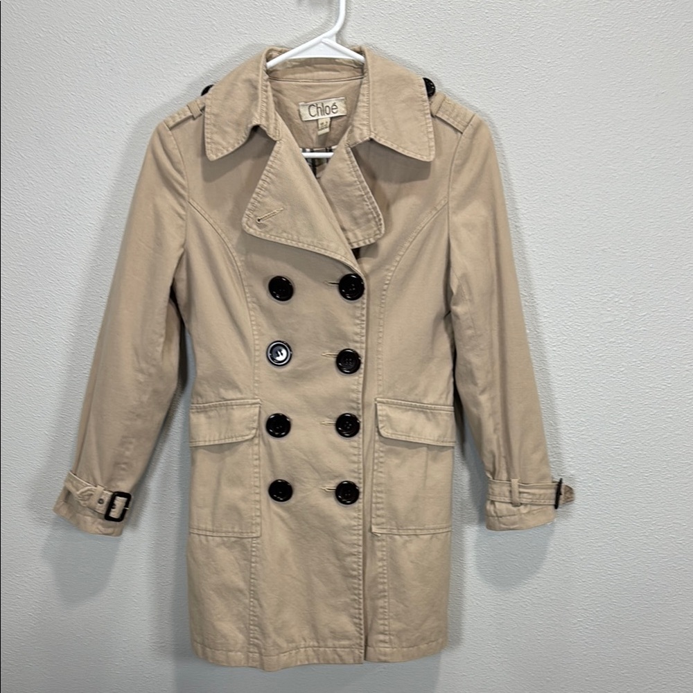 Vintage Chloé Tan Double-Breasted Trench Coat ‎ girls